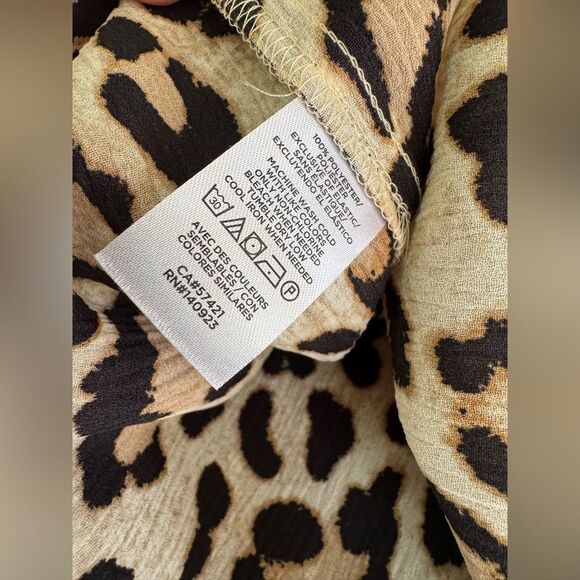 Leopard Print Bell Cuff Blouse Size S - Picture 5 of 6